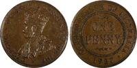 Australia 1 Penny Australia George V Copper 1927 Melbourne Mint KM# 23 (19 494) -