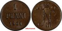 1 Penni Finland Nicholas II Copper 1901  UNC KM# 13 (20 222) SPL