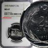 Turkey 2 1/2 Lira 1970 Turkey 1970  NGC MS67 Mintage-200,000 TOP GRADED ... 42,94 EUR  + 12,88 EUR frais d'envoi