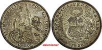Peru 1/2 Sol PERU Silver 1928 LIMA GM 30mm VF/XF Condition Toning KM# 216 (13 500) -