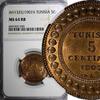Tunisia 5 Centimes 1907 Tunisia Bronze AH1325//1907 A  NGC MS64 RB NICE ... 55,83 EUR  + 12,88 EUR frais d'envoi
