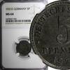 5 Pfennig Germany - Empire Iron 1921 E  NGC MS64 SCARCE MINT TOP GRADED KM# 19(1)