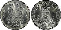 Netherlands Antilles 25 Cents Netherlands Antilles Nickel 1970 20mm 1st Year Type GEM BU KM# 11 (508) -