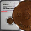 5 Pennia Finland Copper 1928  NGC UNC DETAILS KM# 22 (080) NGC SPL DETAILS KM