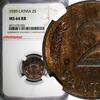 Latvia 2 Santimi 1939 LATVIA Bronze 1939  NGC MS64 RB 1 YEAR TYPE Mint L... 60,12 EUR  + 12,88 EUR frais d'envoi