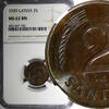 Latvia 2 Santimi 1939 Latvia Bronze 1939  NGC MS62 BN 1 YEAR TYPE KM# 11... 34,36 EUR  + 12,88 EUR frais d'envoi