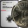 Norway Ore 1954 Norway Haakon VII Copper-Nickel 1954 10 Ore NGC MS64 KM#... 42,94 EUR  + 12,88 EUR frais d'envoi
