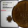 Norway Bronze 1937 Norway Haakon VII  1937 1 Ore NGC MS62 BN KM# 367 (10... 32,21 EUR  + 12,88 EUR frais d'envoi