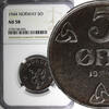 Norway Ore 1944 Norway Haakon VII Iron 1944 5 Ore NGC AU58 WWII Issue KM... 55,83 EUR  + 12,88 EUR frais d'envoi