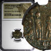 Nummus EASTERN ROMAN ARCADIUS AD 383-408 AE4 /Three emperors Spears NGC (044) -