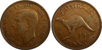 Australia 1 PENNY AUSTRALIA George VI Bronze 1943 KM#36 (6592) -