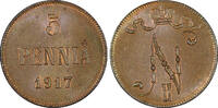 5 Pennia 1917 Finland Russian Nicolas II (1895-1917) Copper 1917  UNC KM# 15 (21 602) SPL