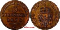 Germany 3 Pfennig German States PRUSSIA Wilhelm I 1872-B Nice Toning UNC KM# 482(10 282) -
