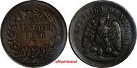 1 Centavo Mexico SECOND REPUBLIC Copper 1886/1 Mo  SCARCE OVERDATE KM# 391.6 (8) Uncertified