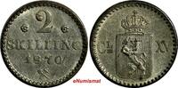 Norway 2 Skilling 1870 NORWAY Carl XV Silver 1870  with rosettes aUNC KM... 73,01 EUR  + 12,88 EUR frais d'envoi