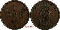 Bronze SWEDEN Oscar II  1877 1 Ore Large Letters KM# 745 (14 707) Uncertified