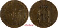 5 Öre Sweden Oscar II Bronze 1895  Mintage-374,000 large letters KM# 757 (17 877) Uncertified