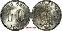 Sweden Oscar II Silver 1907 EB 10 Ore 1 Year Type UNC KM# 774 (15 699) SPL