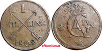 1 SKILLING SWEDEN COPPER 1802  OVERSTRUCK ON 2 ORE S.M. 1743-1768 KM#566 (2424) Uncertified
