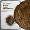 2 Öre Sweden Carl XV Bronze 1861  NGC MS64 BN NICE TONED TOP GRADED BY NGC KM#706