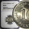 Germany 10 Pfennig Germany - Empire Wilhelm II Copper-Nickel 1911 A NGC MS64 KM# 12 (6) -