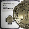 Germany 10 Pfennig Germany - Empire Wilhelm I Copper-Nickel 1889 D NGC MS64 KM# 4 (002) -