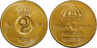 Bronze Sweden Gustaf VI  1956 TS 2 Ore GEM BU Toned KM# 821 (21 957) Uncertified