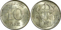 10 Öre SWEDEN Gustaf V Silver 1917 W  WWI ISSUE UNC KM# 780 (21 911) SPL