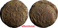 Russian Federation 1712 Denga Russia Peter I Copper 1/2 Kopek 2,35 g RARE KM# 116(8) -