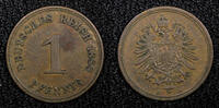 Germany 1 Pfennig Germany - Empire Wilhelm I Copper 1888 A KM# 1 (22 476) -