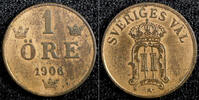 Sweden 1906 Öre 1906 SWEDEN Oscar II Bronze  KM# 768 (22 977) Uncertified 10,74 EUR  + 12,88 EUR frais d'envoi