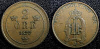 Sweden Ore 1877 Sweden Oscar II Copper 1877 2 Ore 1st Year Type KM# 746 ... 12,45 EUR  + 12,88 EUR frais d'envoi