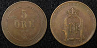 Sweden 5 Öre 1898 SWEDEN Oscar II Bronze 1898  27mm KM# 757 (22 959) Unc... 10,74 EUR  + 12,88 EUR frais d'envoi