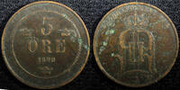 Sweden 5 Öre 1880 Sweden Oscar II Bronze 1880  Small Letters RARE DATE K... 34,36 EUR  + 12,88 EUR frais d'envoi