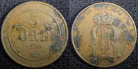 Sweden 5 Öre 1900 SWEDEN Oscar II Bronze 1900  27mm Mintage-365,000 KM# ... 12,45 EUR  + 12,88 EUR frais d'envoi