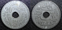 Tunisia 20 Centimes 1942 TUNISIA Zinc 1942  WWII Issue aUNC TONED KM# 26... 21,47 EUR  + 12,88 EUR frais d'envoi