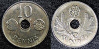 Finland 10 Pennia 1944 FINLAND Iron 1944  WWII Issue BU Coin KM#34.1 (23... 12,84 EUR  + 12,88 EUR frais d'envoi