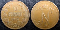 Finland 10 Penniä 1915 Finland Nicholas II Copper 1915 10 Penniä Mintage... 8,59 EUR  + 12,88 EUR frais d'envoi