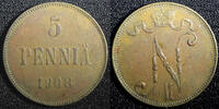 Finland 5 Pennia 1908 Finland Russian Nicolas II (1895-1917) Copper 1908... 8,59 EUR  + 12,88 EUR frais d'envoi