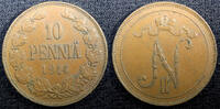 Finland 10 Penniä 1914 Finland Nicholas II Copper 1914 10 Penniä Mintage... 8,59 EUR  + 12,88 EUR frais d'envoi