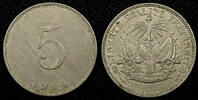 Haiti 5 Centimes HAITI Copper-Nickel 1904 Light Toned 1 Year Type KM# 52 (22 944) -