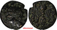 AE Katane in Sicily 413BC Ancient Greek (413-404 B.C) AE Trias Sear-1067 SCARCE -