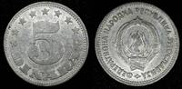 Yugoslavia 5 Dinara 1953 Yugoslavia Aluminum 1953  1 Year Type 	24.6 mm ... 4,25 EUR  + 12,88 EUR frais d'envoi