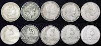 Peru 5 Centavos PERU COPPER-NICKEL LOT OF 5 COINS 1919-1940 KM# 213.1 (24 863) -