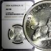 Australia 1954 Florin Australia Silver Royal Visit of Elizabeth II NGC AU58 KM# 55 (004) -