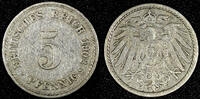 Germany 5 Pfennig Germany - Empire Wilhelm II Copper-Nickel 1902 A Berlin KM# 11 (742) -