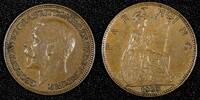 United Kingdom 1928 Farthing Great Britain George V Bronze Choice XF KM# 825 (27 001) -