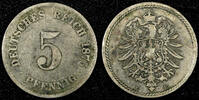 Germany 5 Pfennig Germany - Empire Wilhelm I Copper-Nickel 1875 E Muldenhütten KM# 3 (6) -