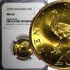 Finland 20 Senti Tanzania Nickel-Brass 1979 Ostrich NGC MS65 TOP GRADED KM# 2 (047) -