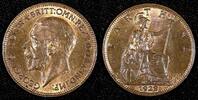 United Kingdom 1928 Farthing Great Britain George V (1910-1936) Bronze ch.UNC RED KM#825 (960) -